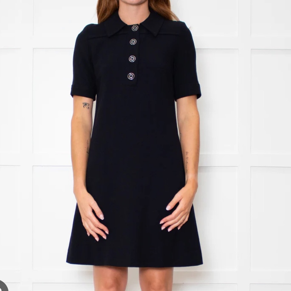 GOAT London Black Wool Short Sleeve Dress